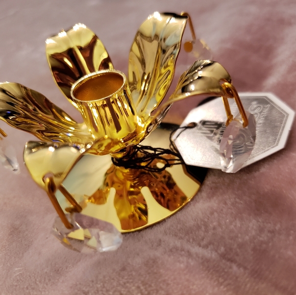 NIB Crystal Temptations 24K Gold Plated Candlestick Holder - Picture 8 of 12